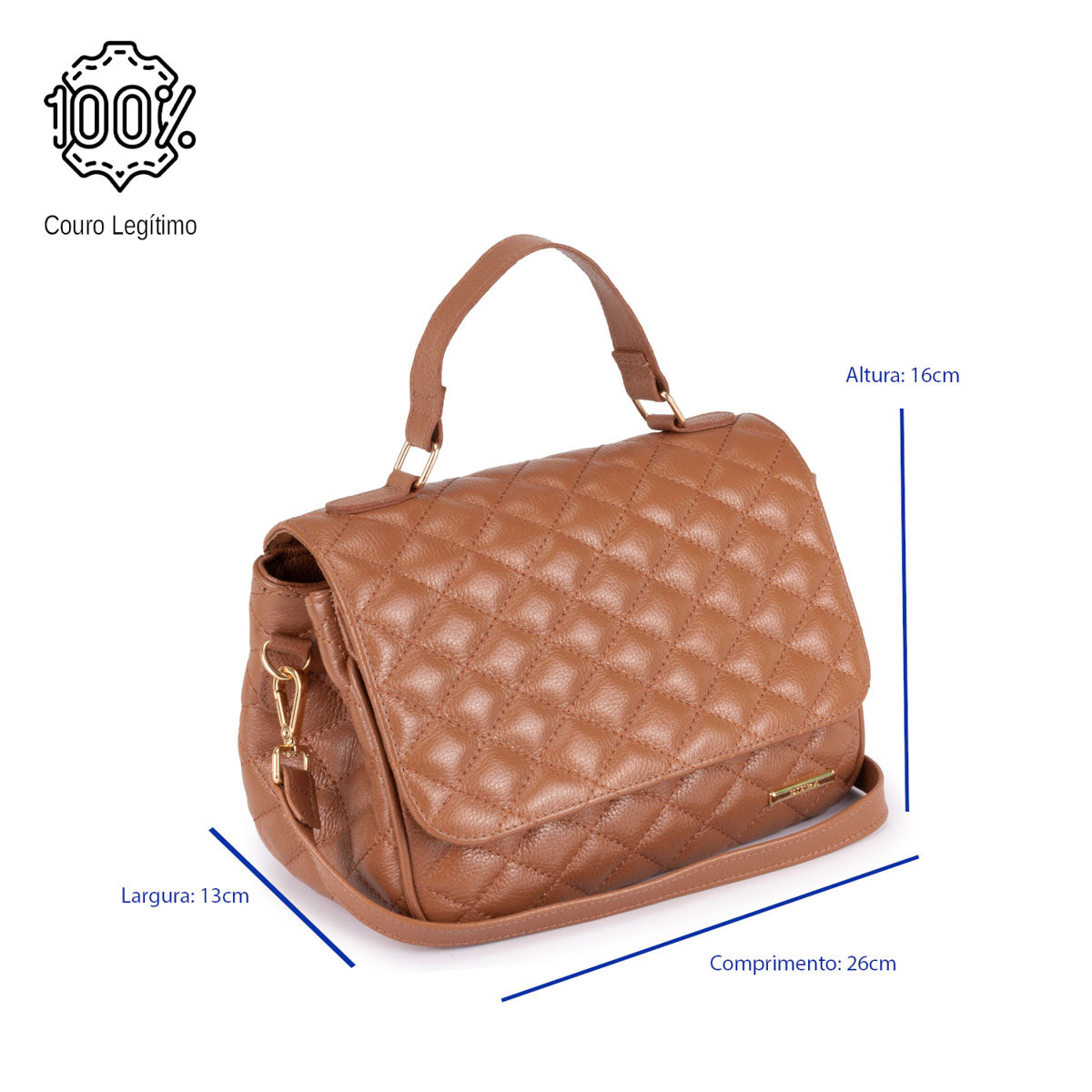 Bolsa Tiracolo Média Couro Caramelo Juliana