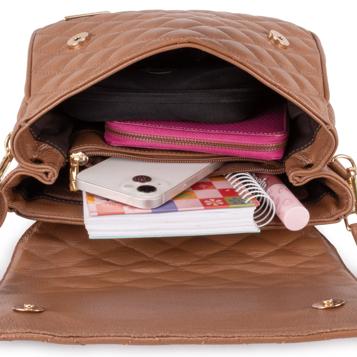 Bolsa Tiracolo Média Couro Caramelo Juliana