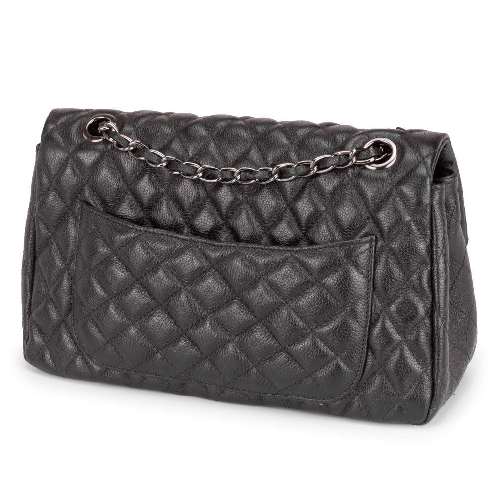 Bolsa Tiracolo Grande Couro Preta Agatha