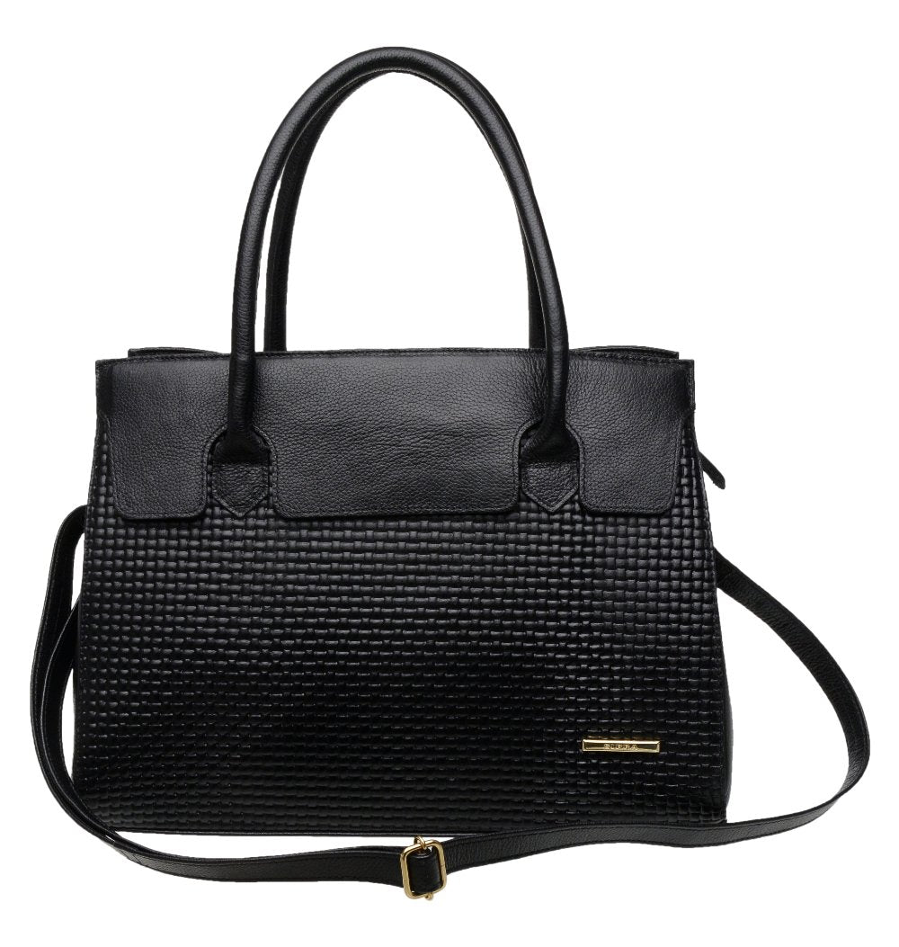Bolsa Estruturada de Ombro Couro Preto Flavia