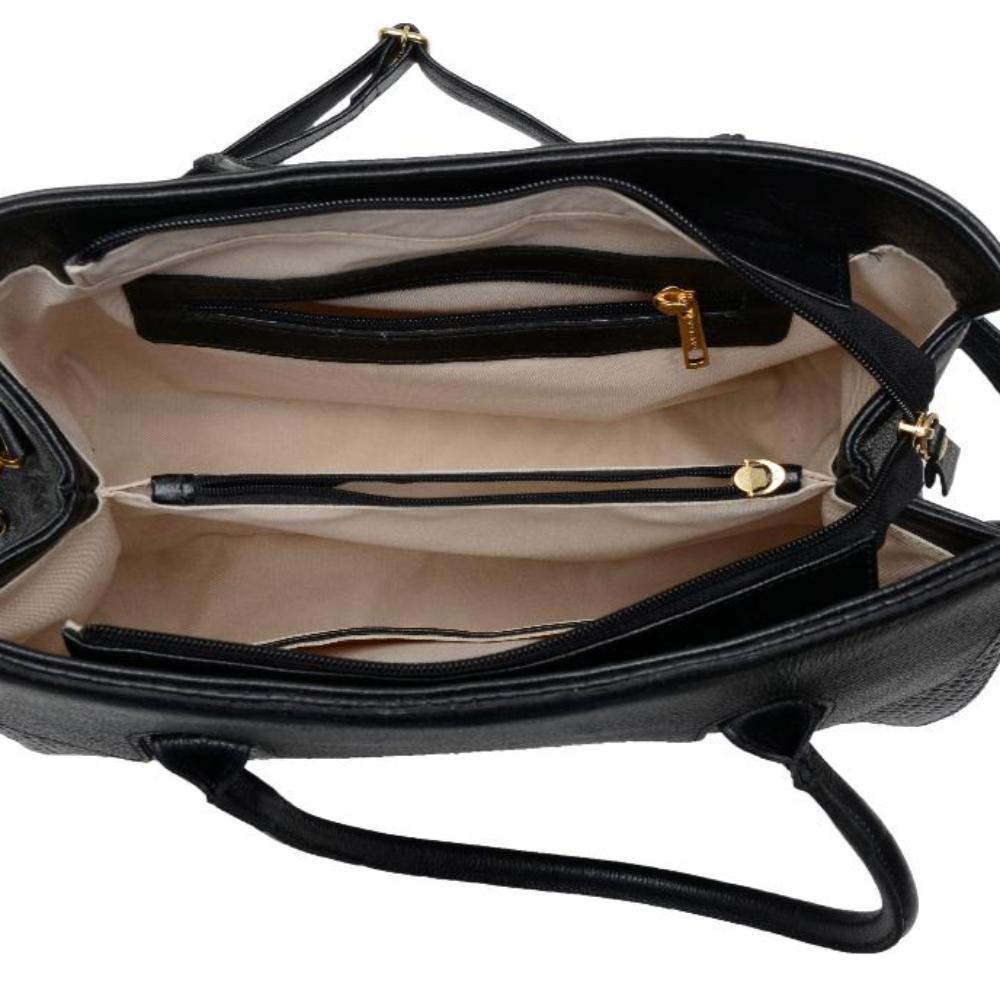 Bolsa Estruturada de Ombro Couro Preto Flavia