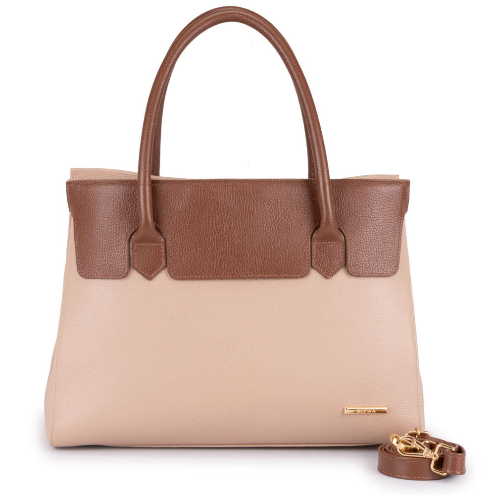 Bolsa Estruturada de Ombro Couro Rose Flavia