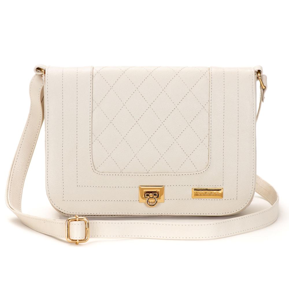 Bolsa Feminina Clutch Pequena Couro Off White Alice