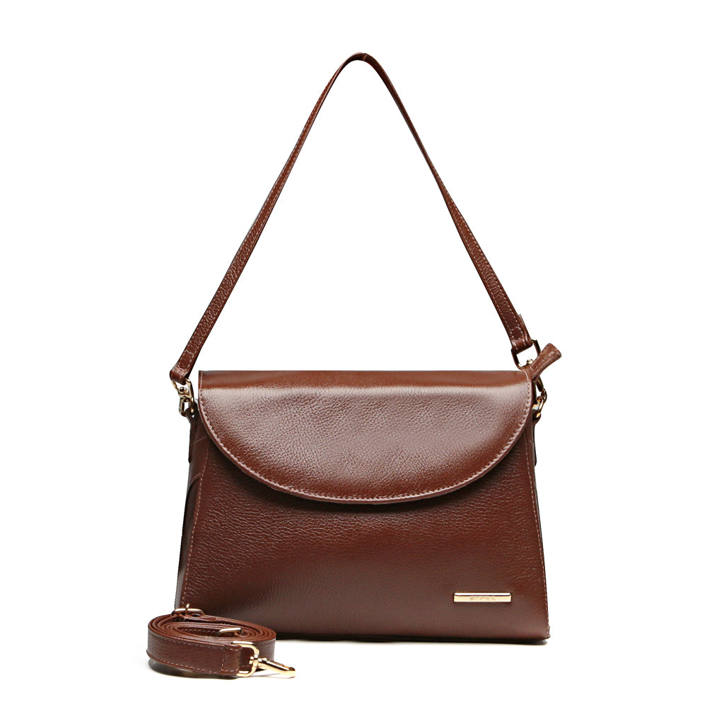 Bolsa Feminina Transversal Couro Marrom Cecília