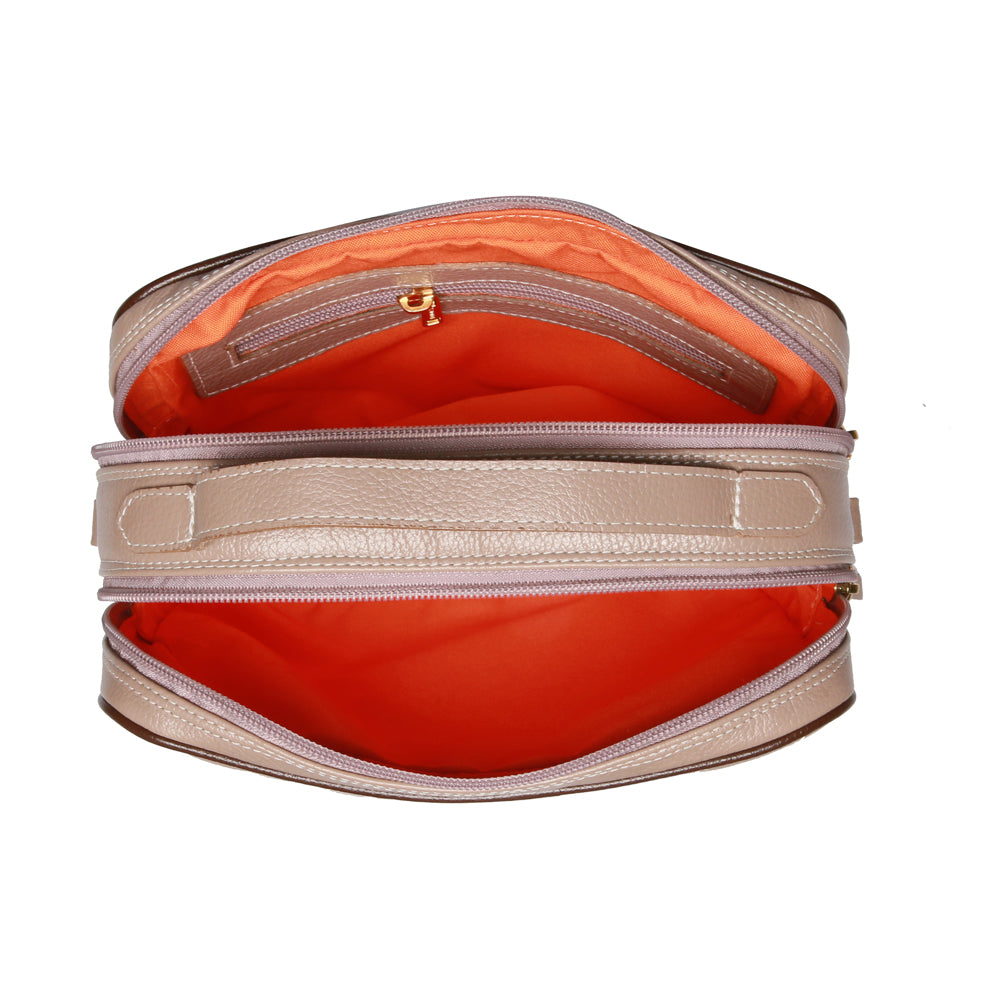 Bolsa Feminina Transversal Matelasse Mão Couro Cinza Luna