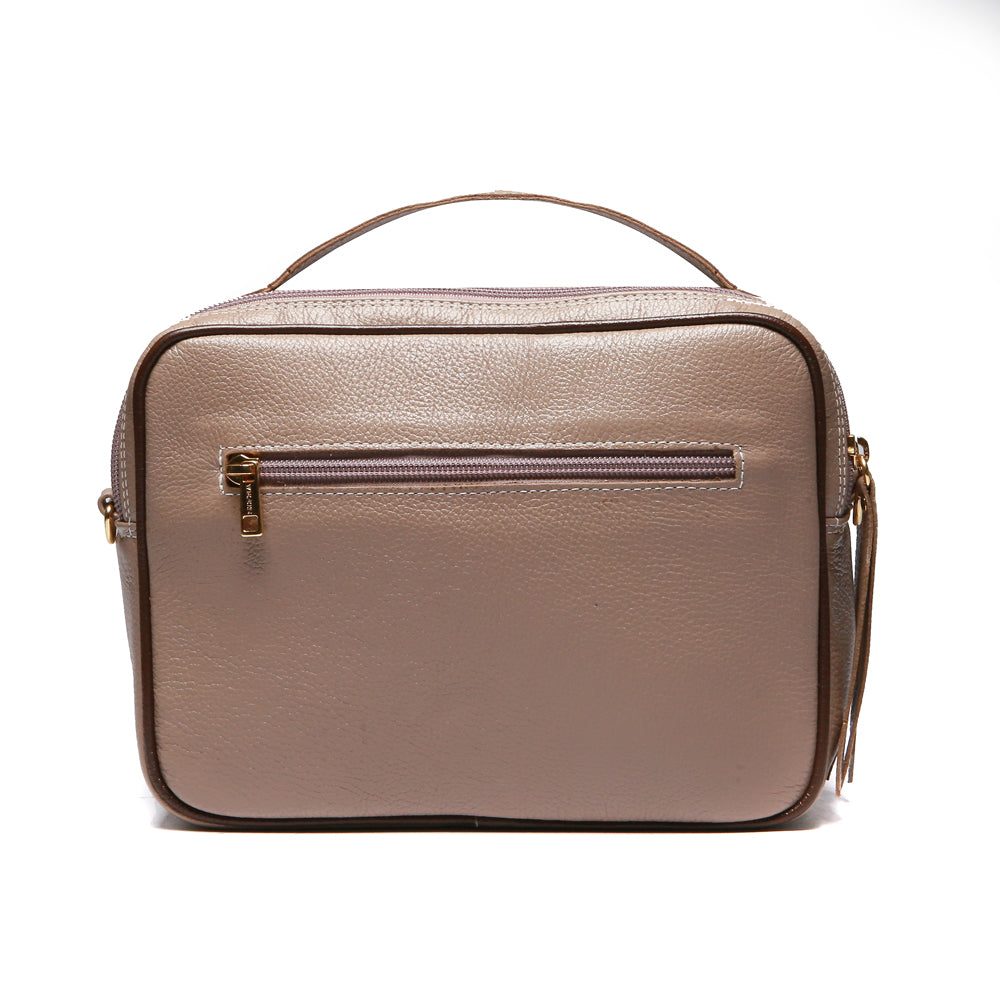 Bolsa Feminina Transversal Matelasse Mão Couro Cinza Luna