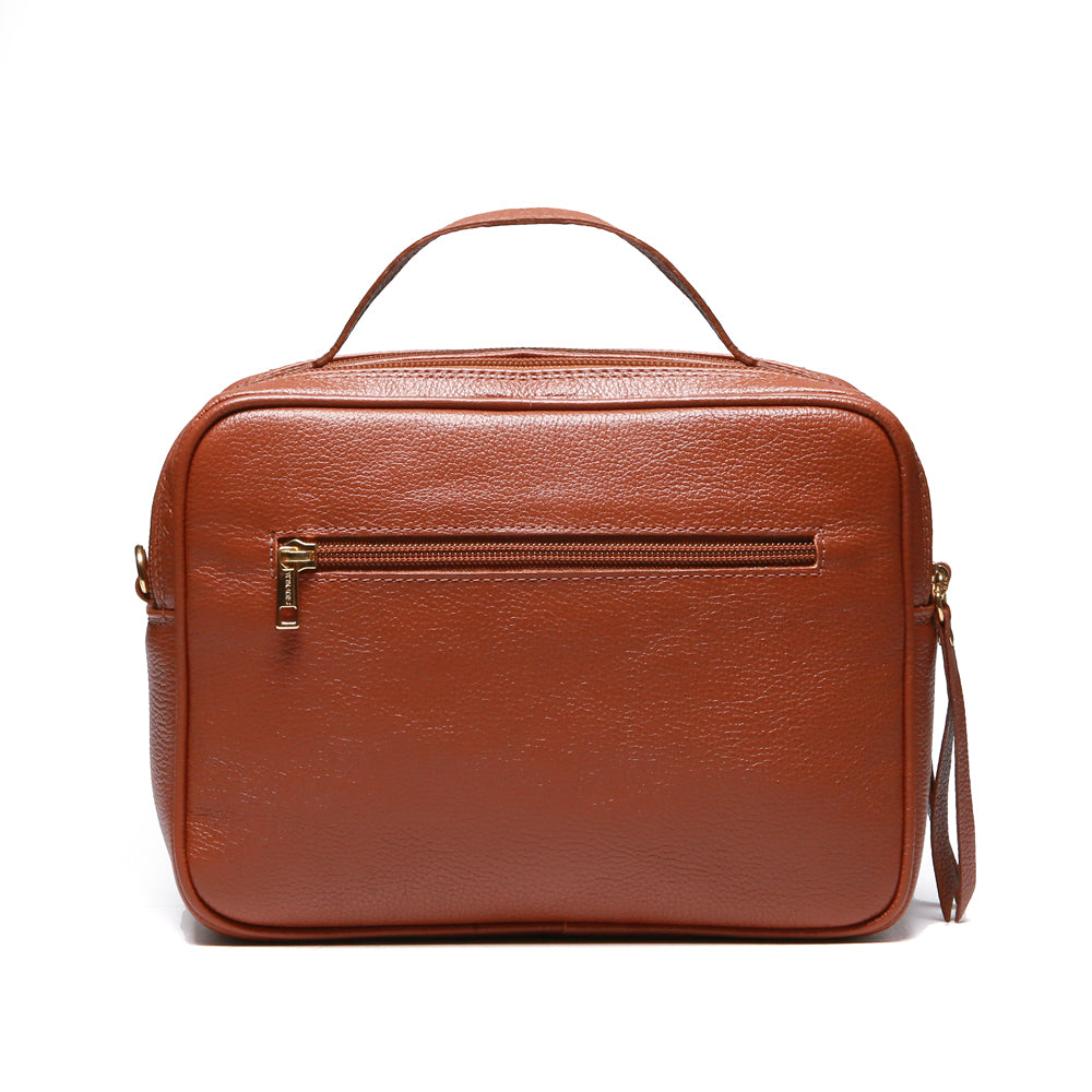 Bolsa Feminina Transversal Matelasse Mão Couro Marrom Luna