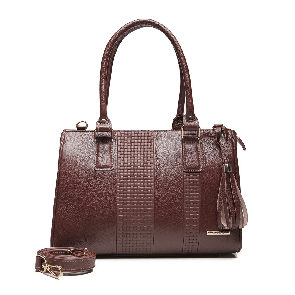 Bolsa Feminina de Ombro Média Couro Marrom Lucy Classic