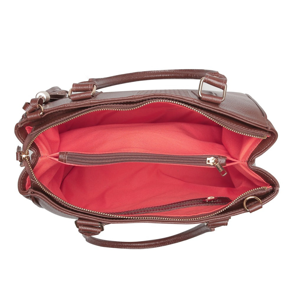 Bolsa Feminina de Ombro Média Couro Marrom Lucy Classic