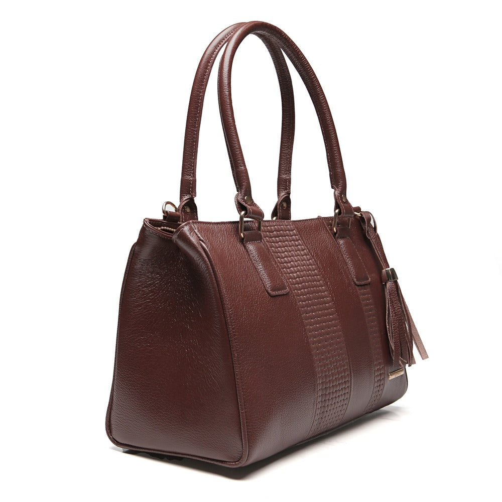 Bolsa Feminina de Ombro Média Couro Marrom Lucy Classic
