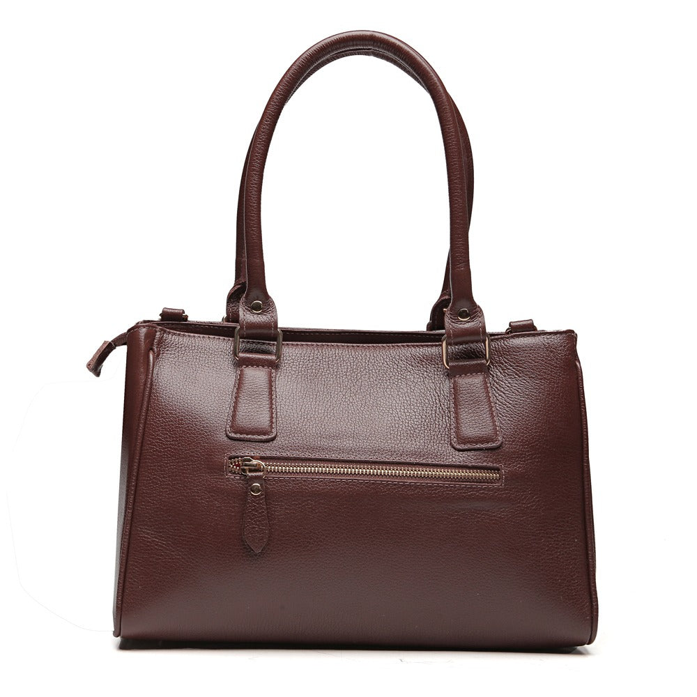 Bolsa Feminina de Ombro Média Couro Marrom Lucy Classic