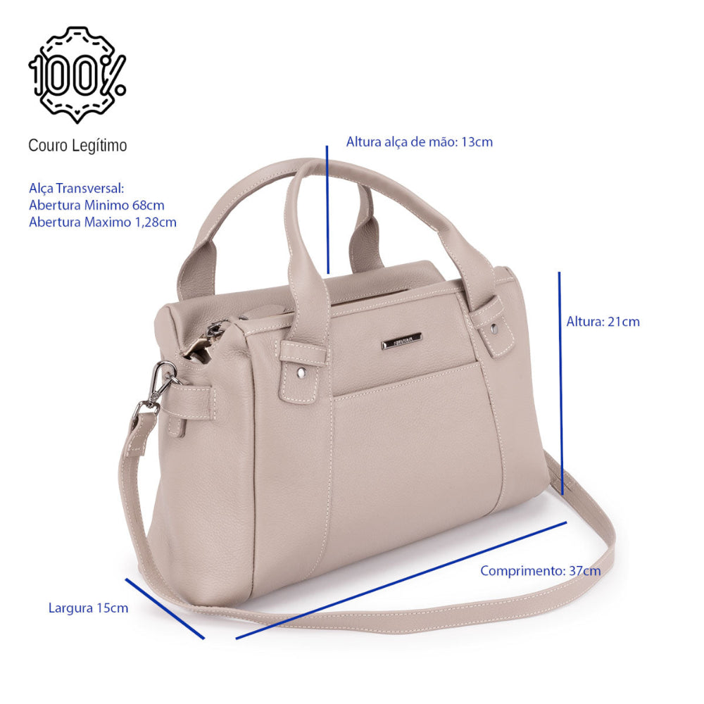 Bolsa Mão Média Couro Cinza Londres