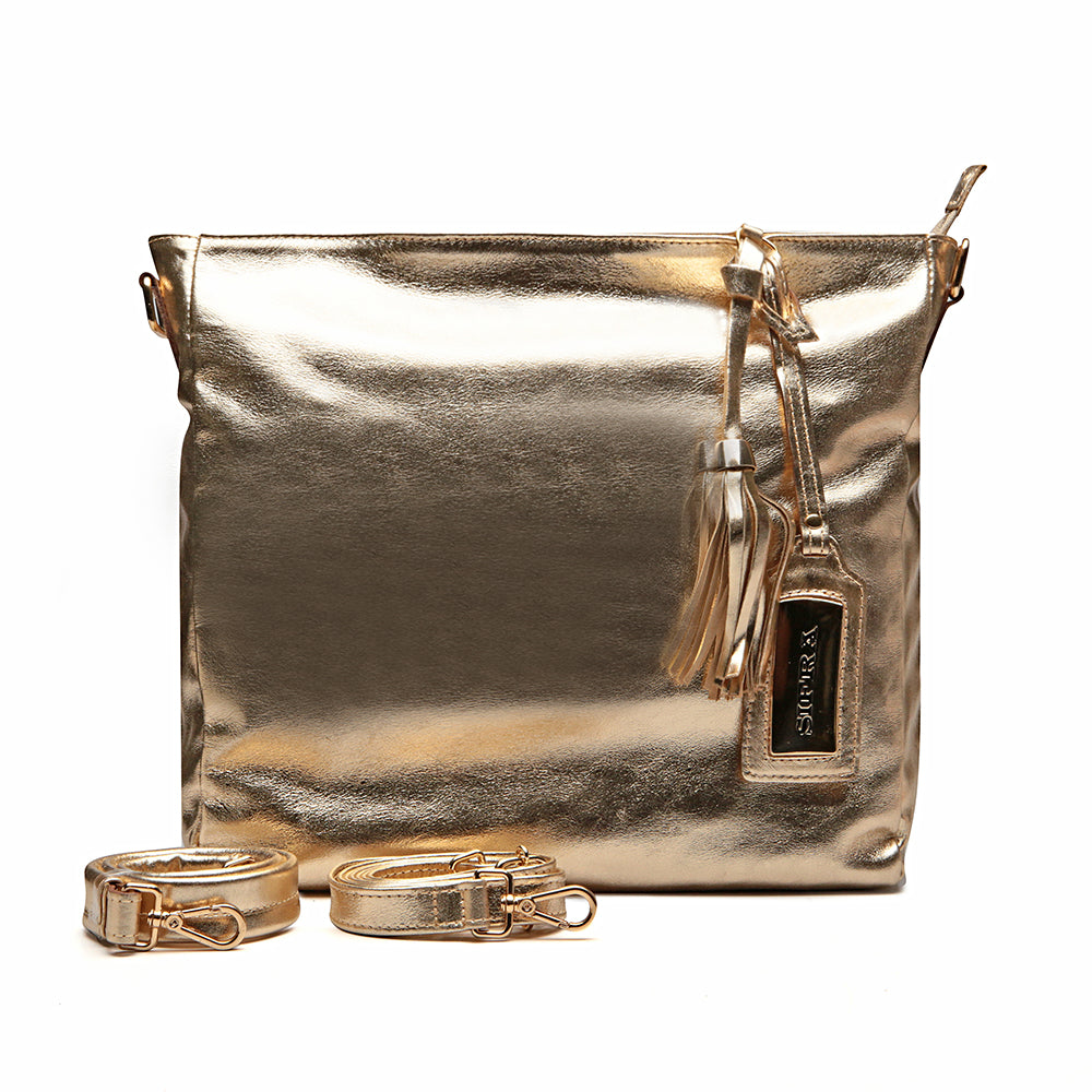Bolsa Saco Transversal Couro Ouro Rita