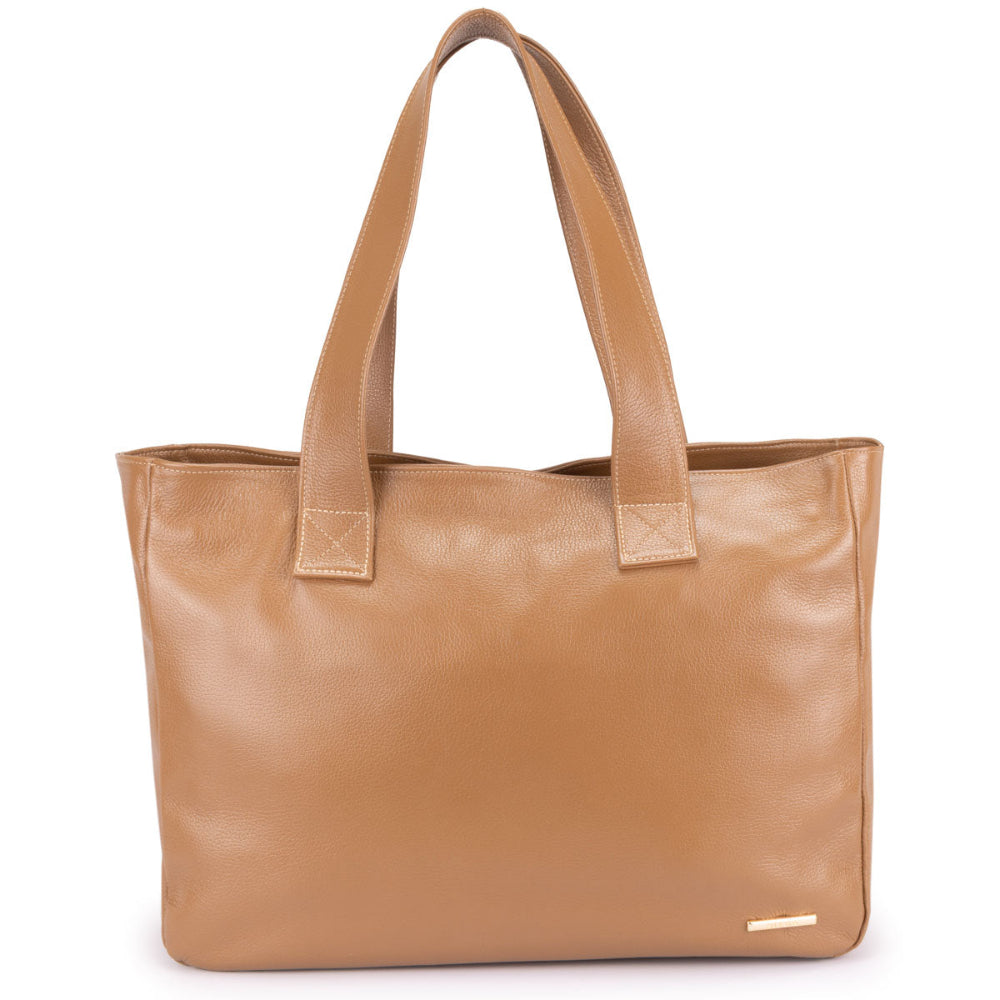 Bolsa Sacola Com Zíper Couro Caramelo França