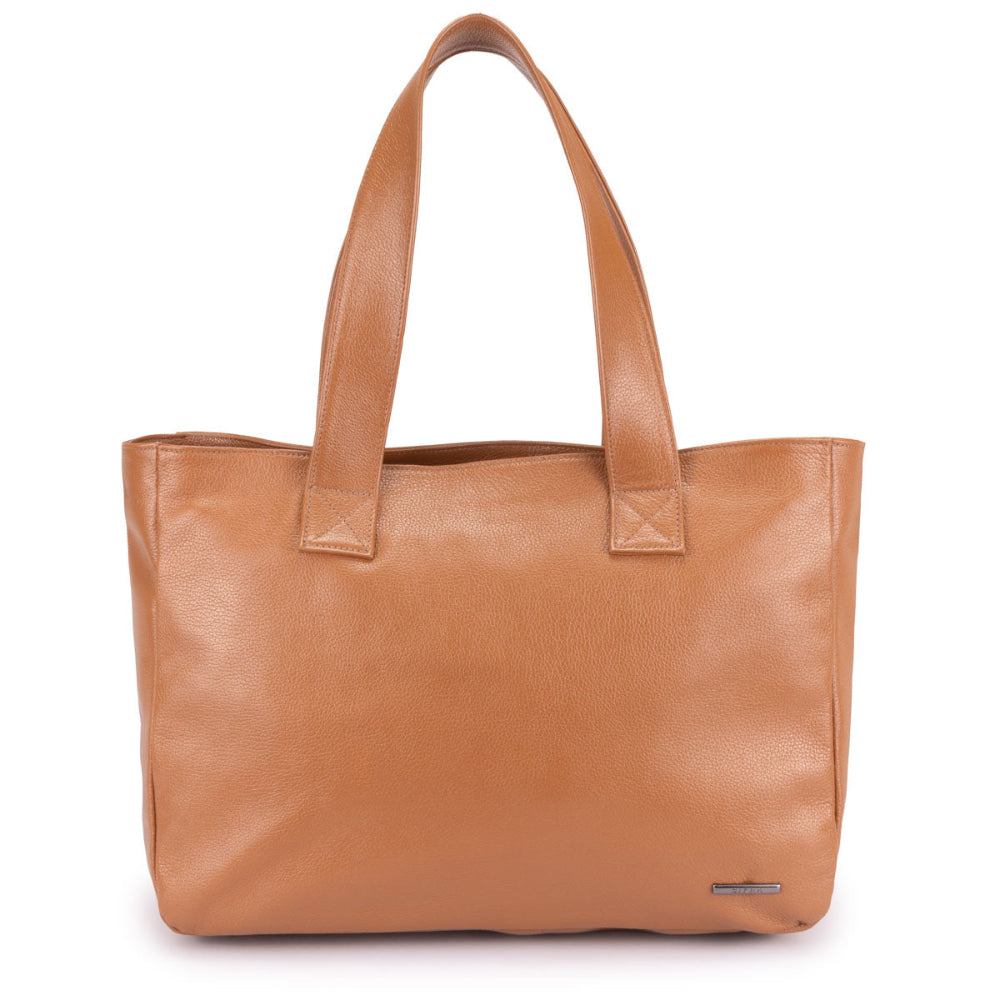 Bolsa Sacola Com Zíper Couro Caramelo Ônix França