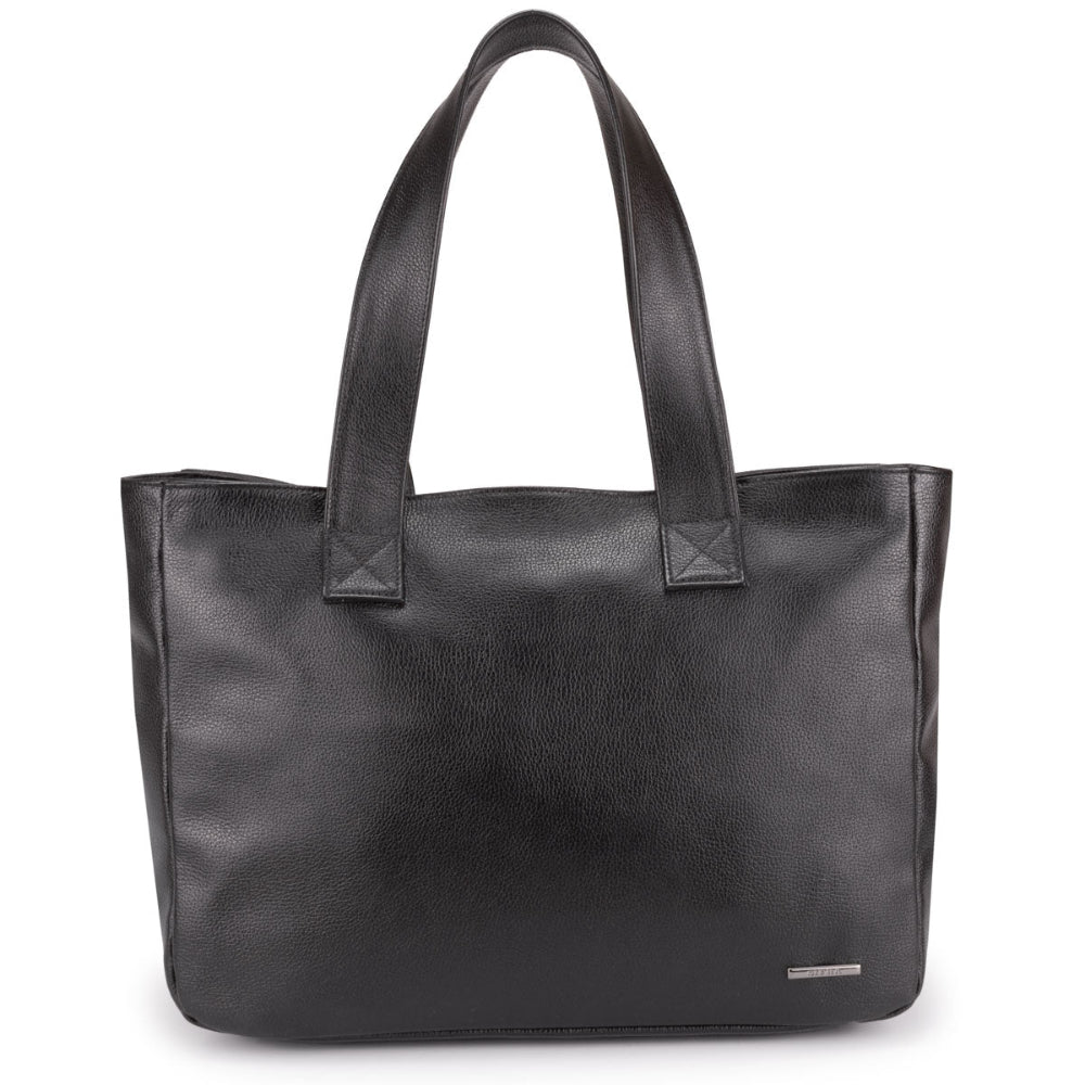 Bolsa Sacola Com Zíper Couro Preto França