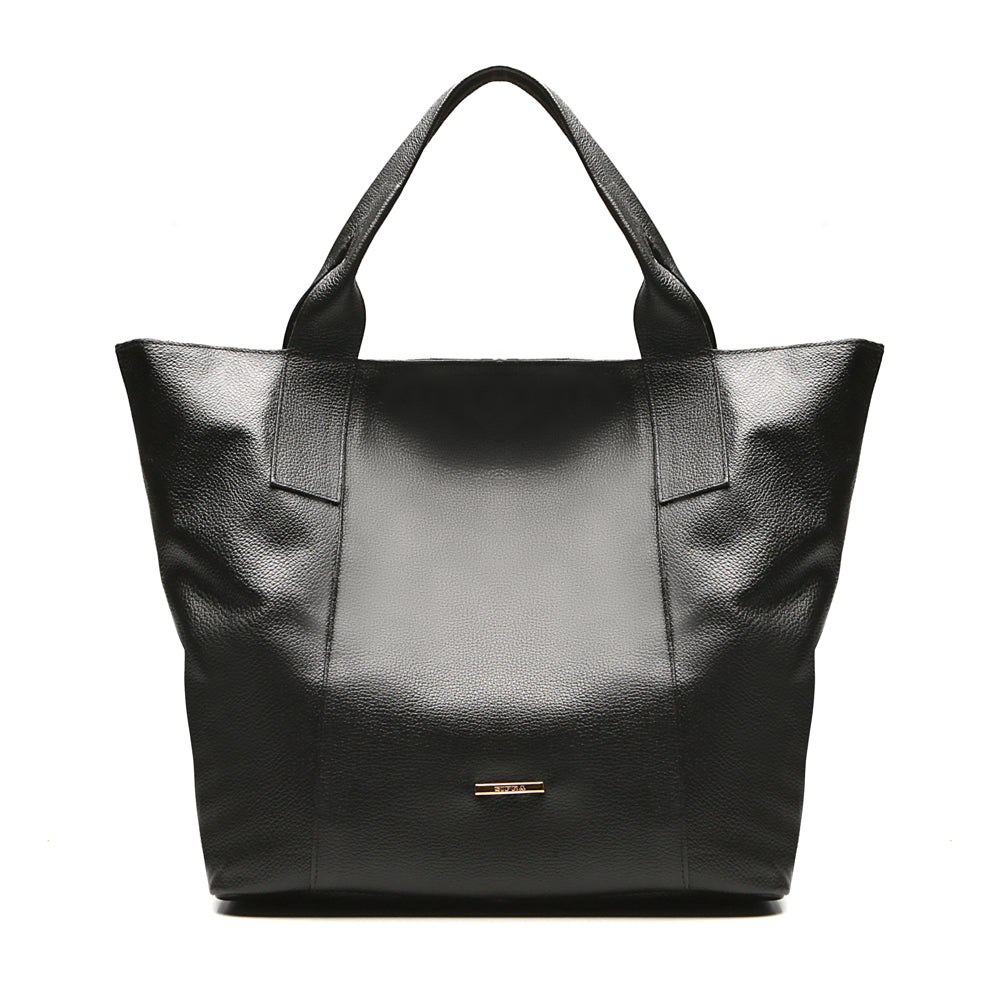 Bolsa Sacola Feminina Couro Preta Lola Forrada
