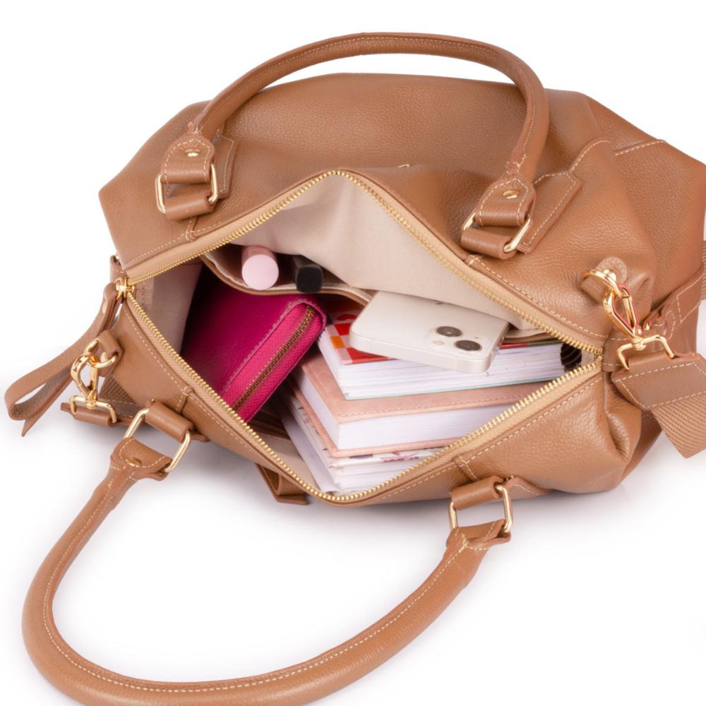 Bolsa Sacola Média Couro Caramelo Tiffany Classic