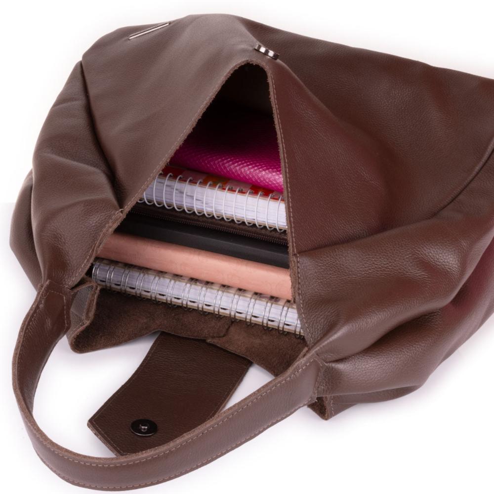 Bolsa Sacola Média Couro Marrom Escuro Bárbara