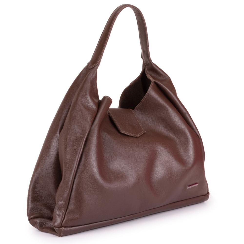 Bolsa Sacola Média Couro Marrom Escuro Bárbara