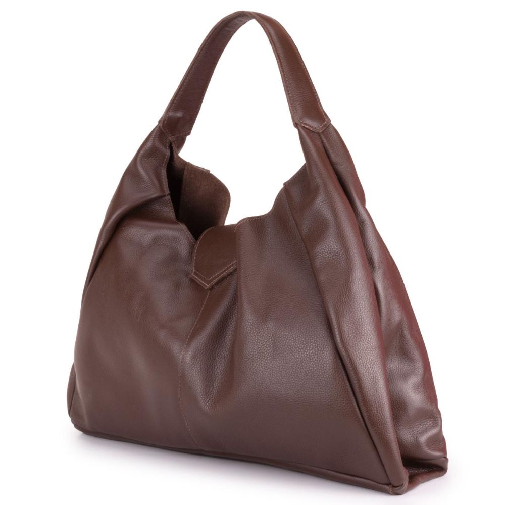 Bolsa Sacola Média Couro Marrom Escuro Bárbara