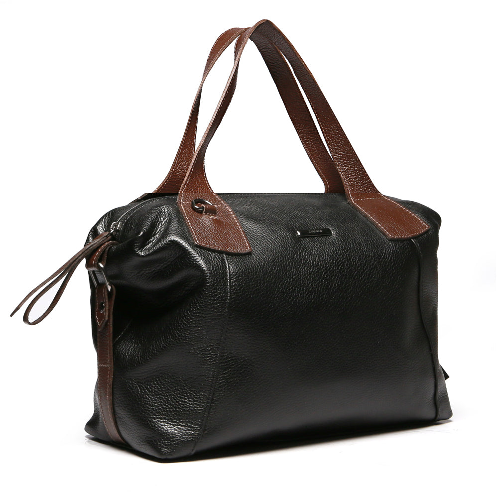 Bolsa Sacola Média Couro Preto Tiffany