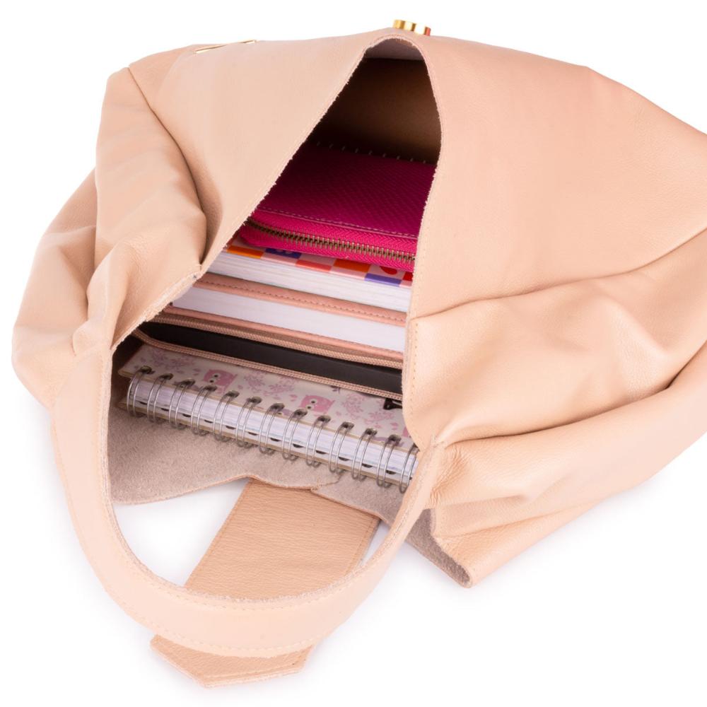 Bolsa Sacola Média Couro Rosé Bárbara