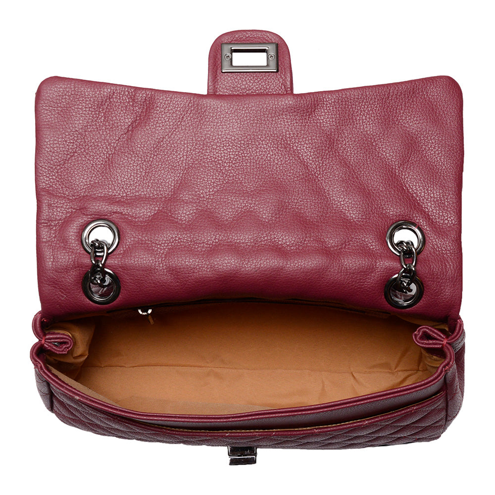 Bolsa Tiracolo Grande Couro Bordo Agatha