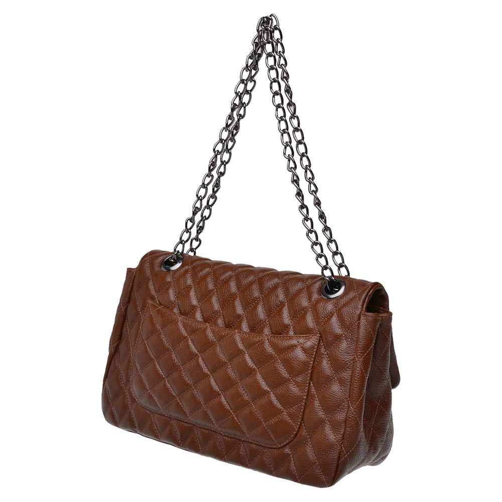 Bolsa Tiracolo Grande Couro Marrom Agatha