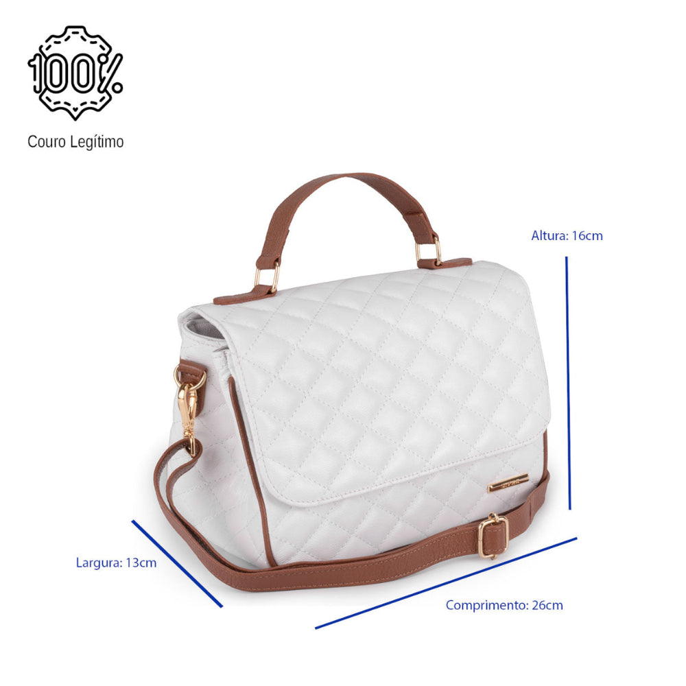 Bolsa Tiracolo Média Couro Branco Juliana