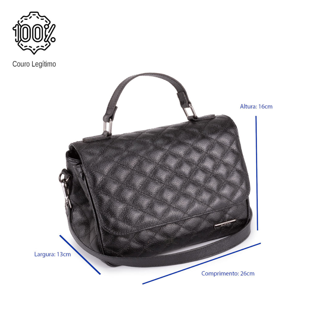 Bolsa Tiracolo Média Couro Preto Juliana