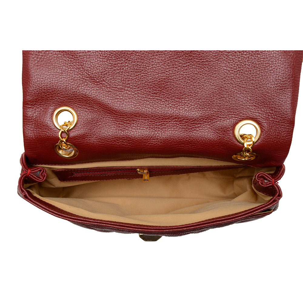 Bolsa Tiracolo Pequena Couro Bordo Beca