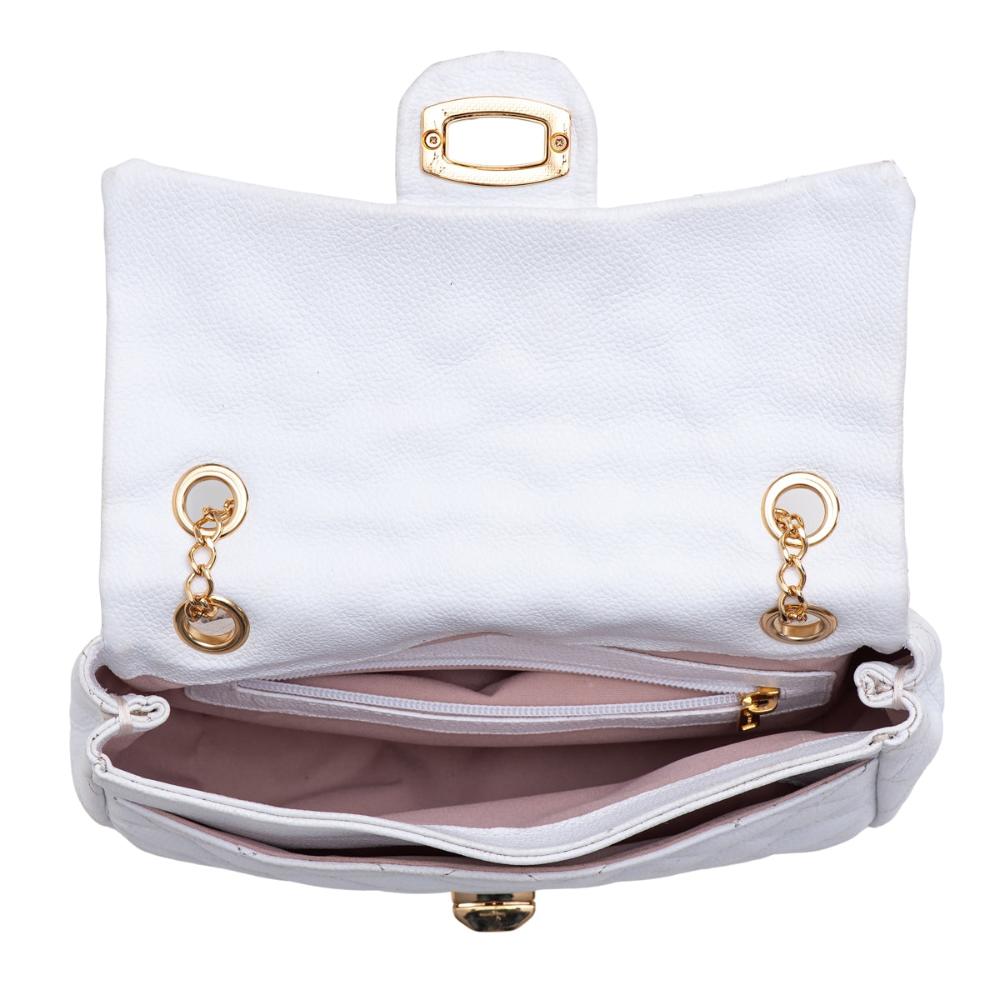 Bolsa Tiracolo Pequena Couro Branca Ouro Beca