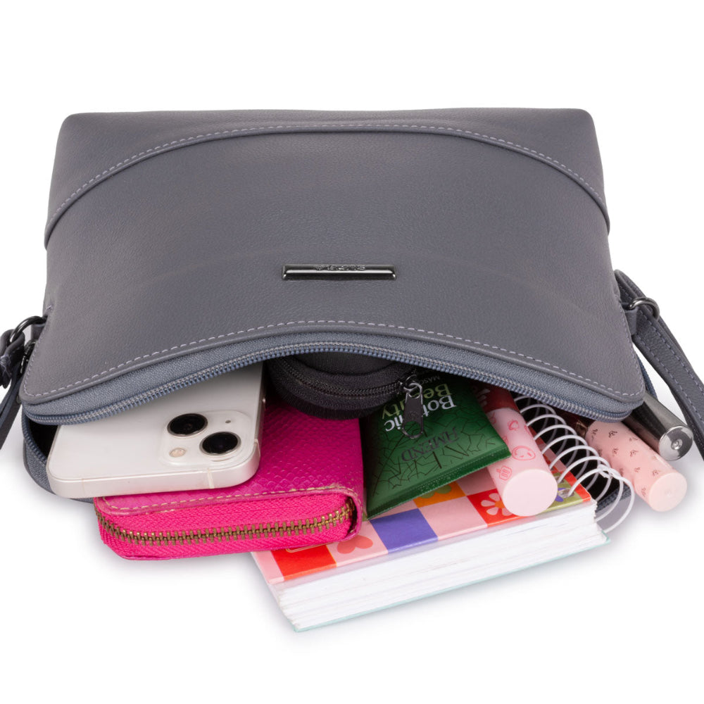 Bolsa Tiracolo Pequena Couro Grafite Betina