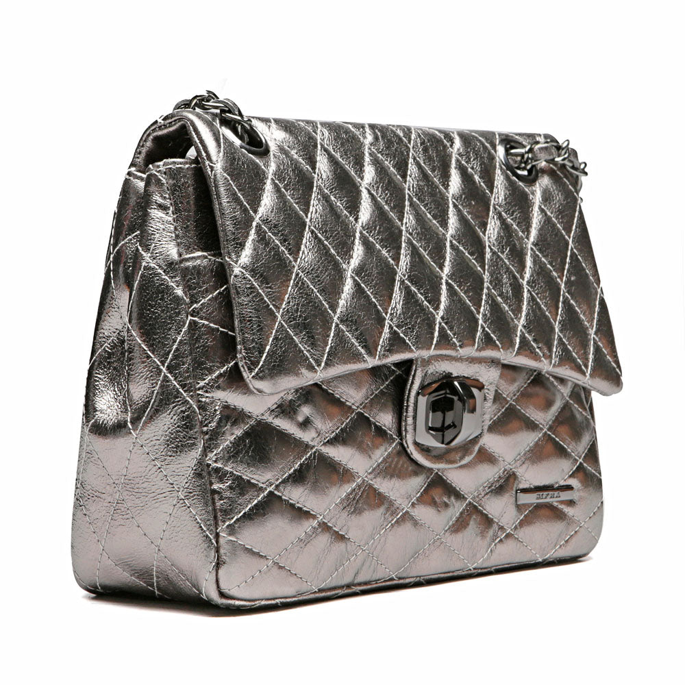 Bolsa Tiracolo Pequena Couro Inox Beca