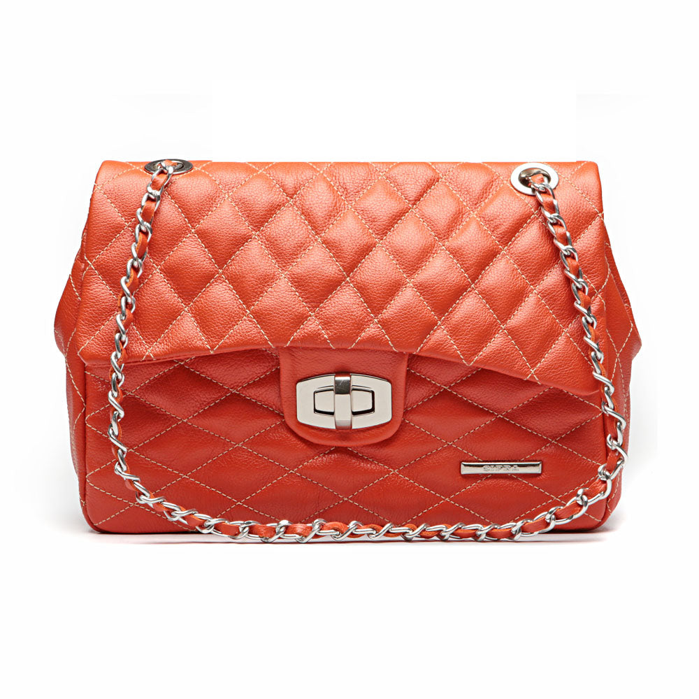 Bolsa Tiracolo Pequena Couro Laranja Beca