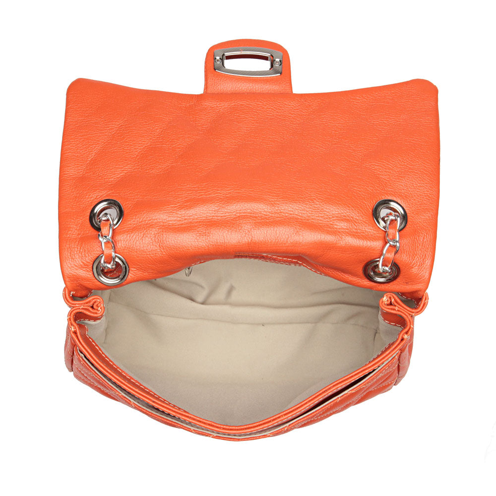 Bolsa Tiracolo Pequena Couro Laranja Beca