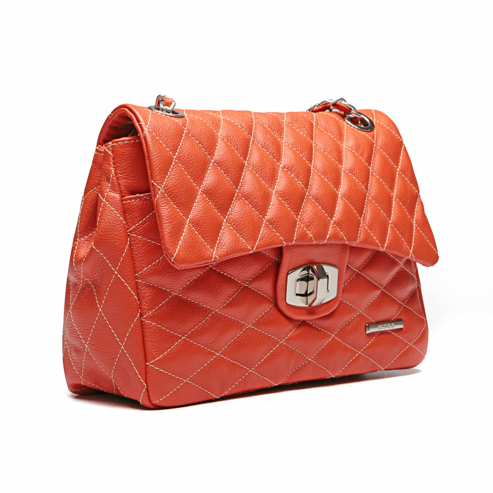 Bolsa Tiracolo Pequena Couro Laranja Beca