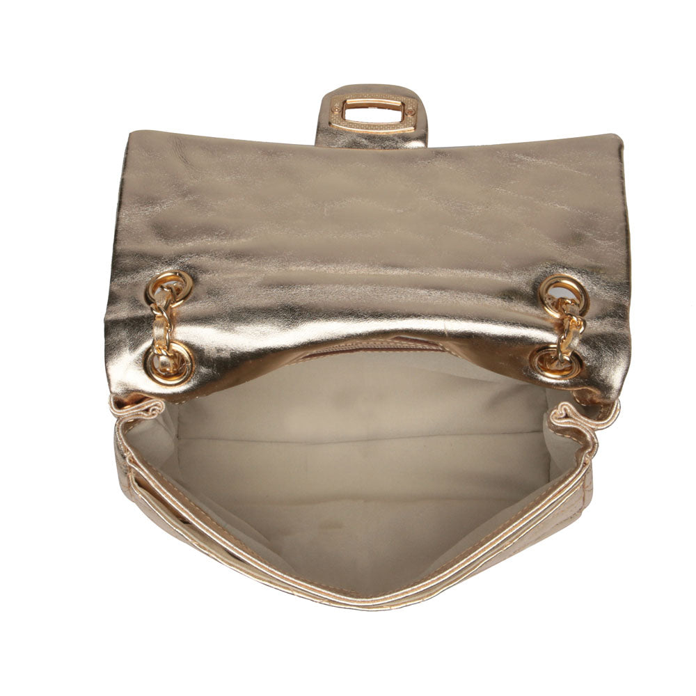 Bolsa Tiracolo Pequena Couro Ouro Beca