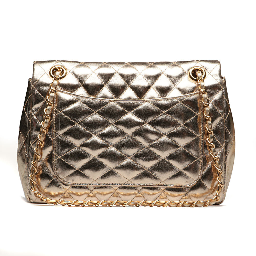 Bolsa Tiracolo Pequena Couro Ouro Beca