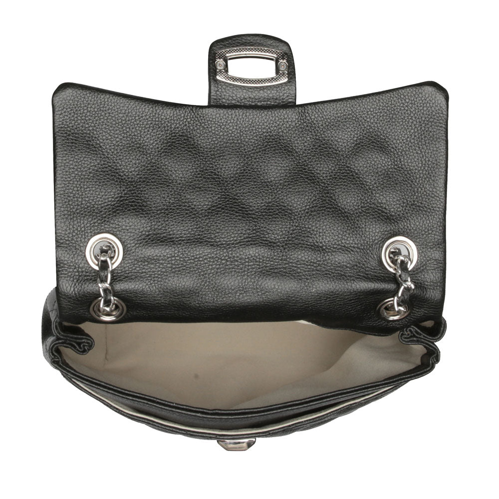 Bolsa Tiracolo Pequena Couro Preta Beca