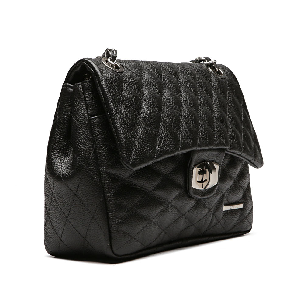 Bolsa Tiracolo Pequena Couro Preta Beca