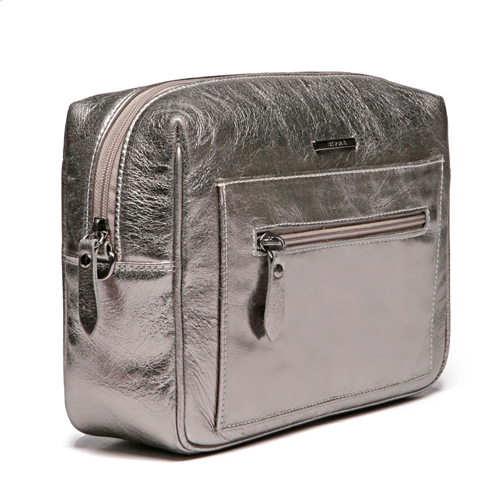 Bolsa Tiracolo Transversal Couro Inox Anna