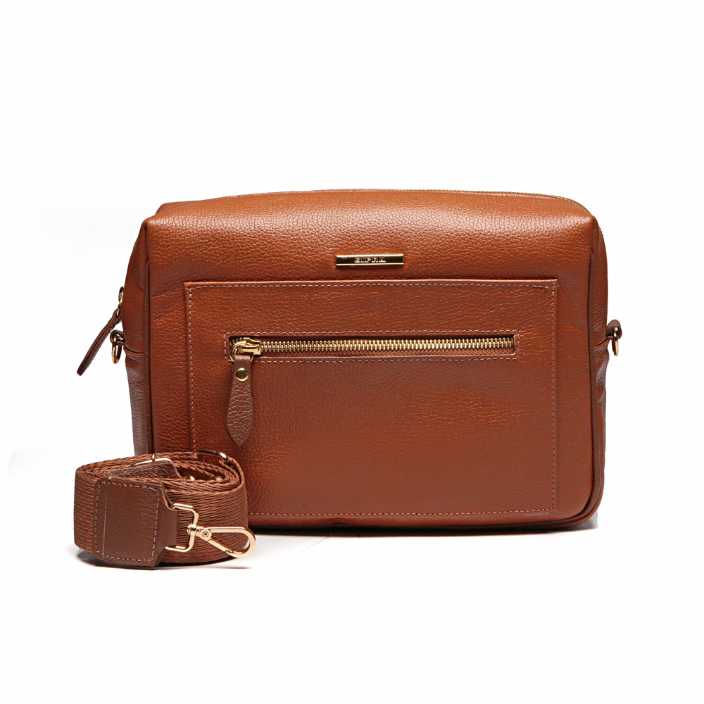Bolsa Tiracolo Transversal Couro Marrom Anna