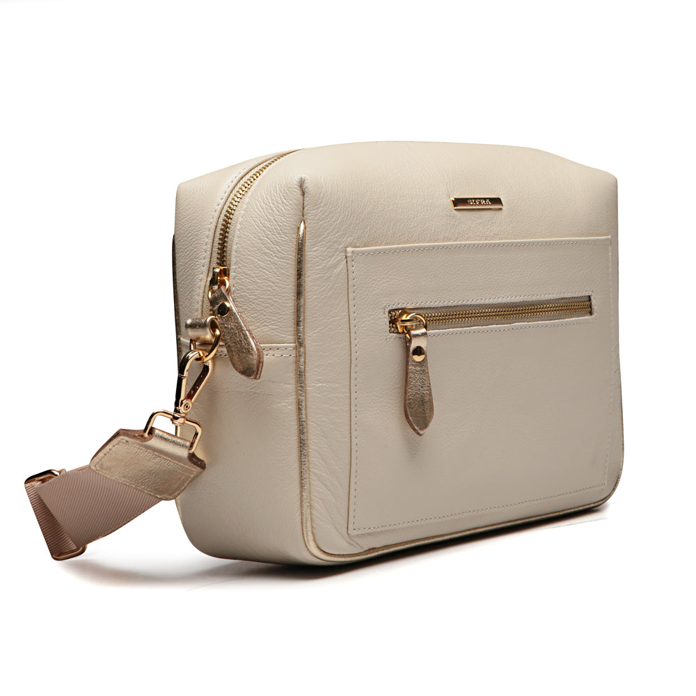 Bolsa Tiracolo Transversal Couro Off White Anna