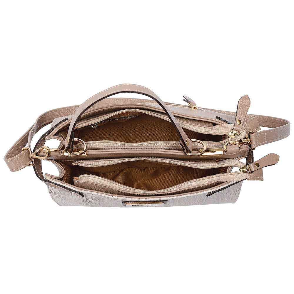 Bolsa Tiracolo e Mão Grande Couro Nude Olivia