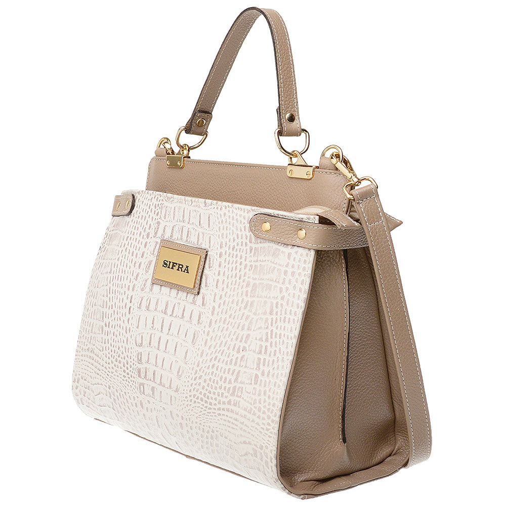 Bolsa Tiracolo e Mão Grande Couro Nude Olivia