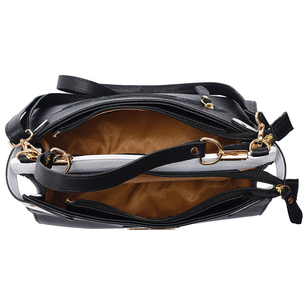 Bolsa Tiracolo e Mão Grande Couro Preta Olivia