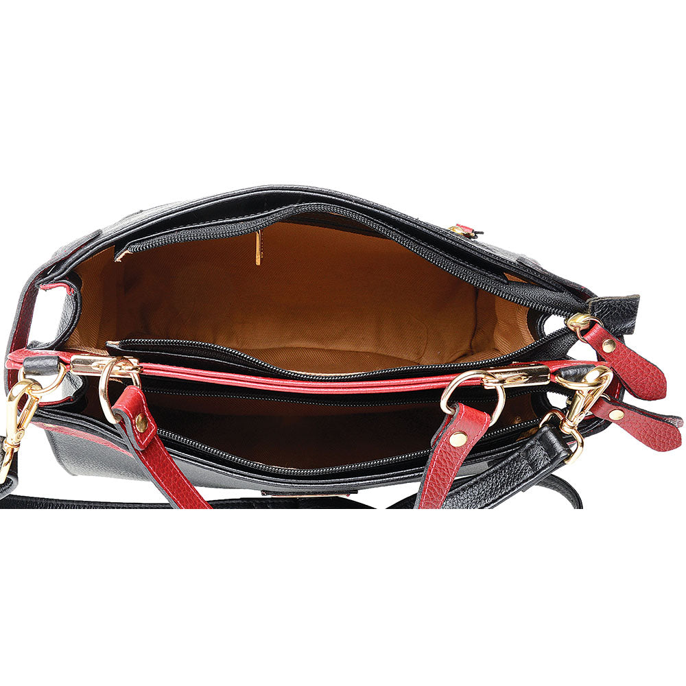 Bolsa Tiracolo e Mão Grande Couro Preto Olivia