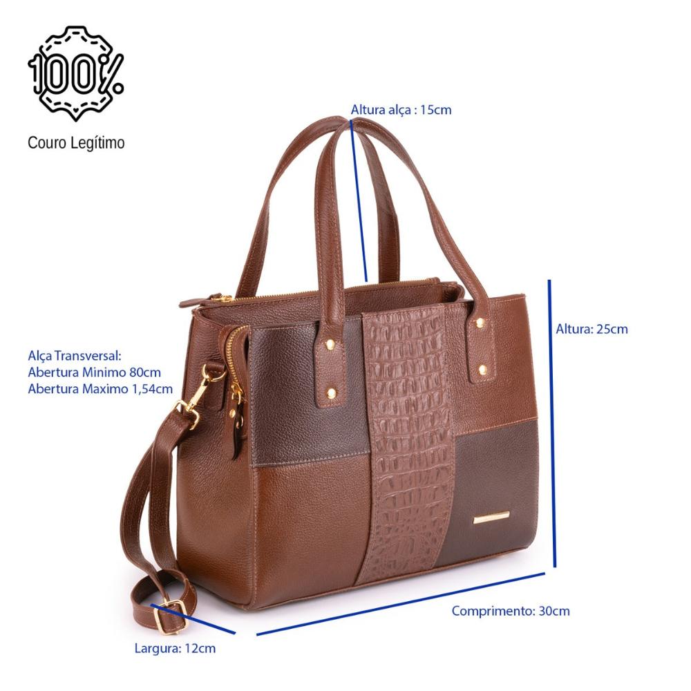 Bolsa Tote Média Couro Marrom Sophie